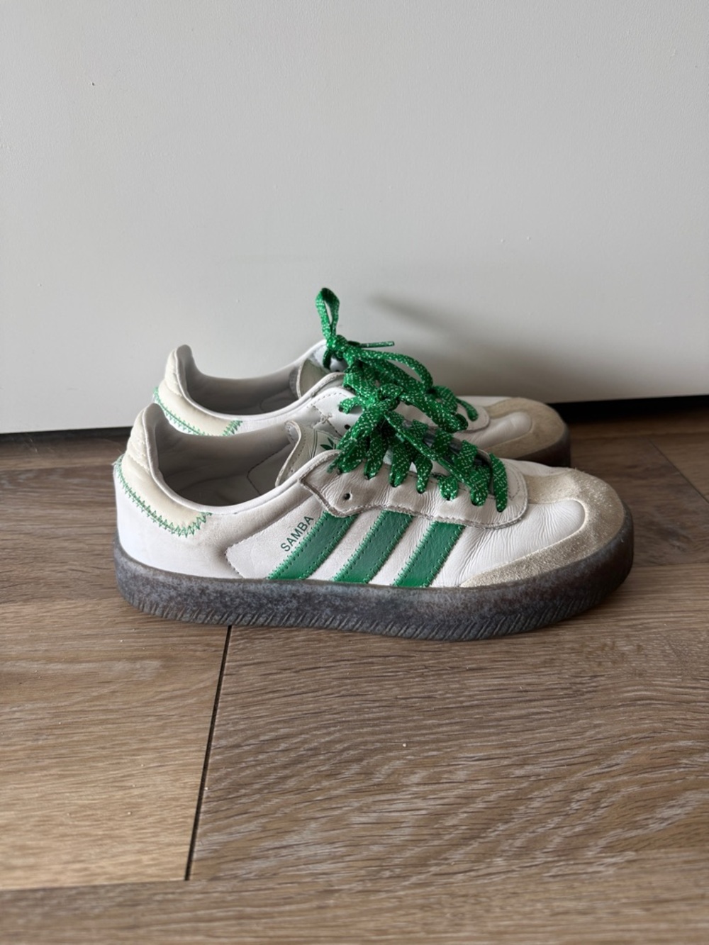 Adidas Samba white and green sneakers